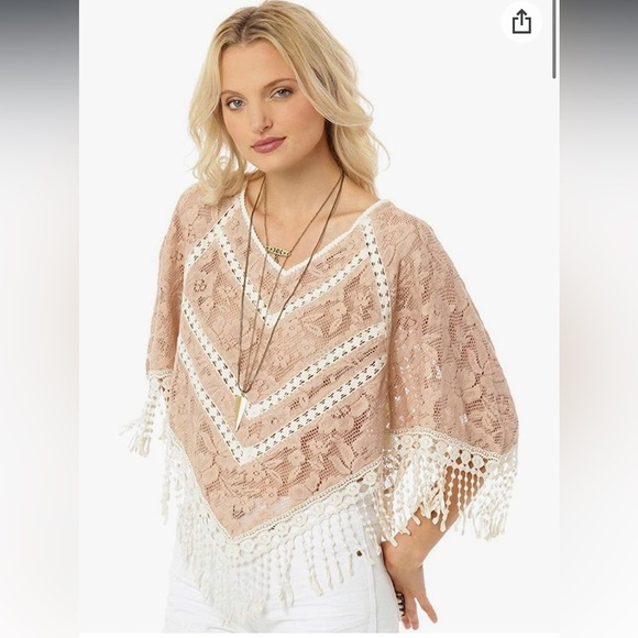⭐️O’Neill Lightweight Raul’s Crochet Lace Fringe Poncho Shirt - Picture 1 of 13